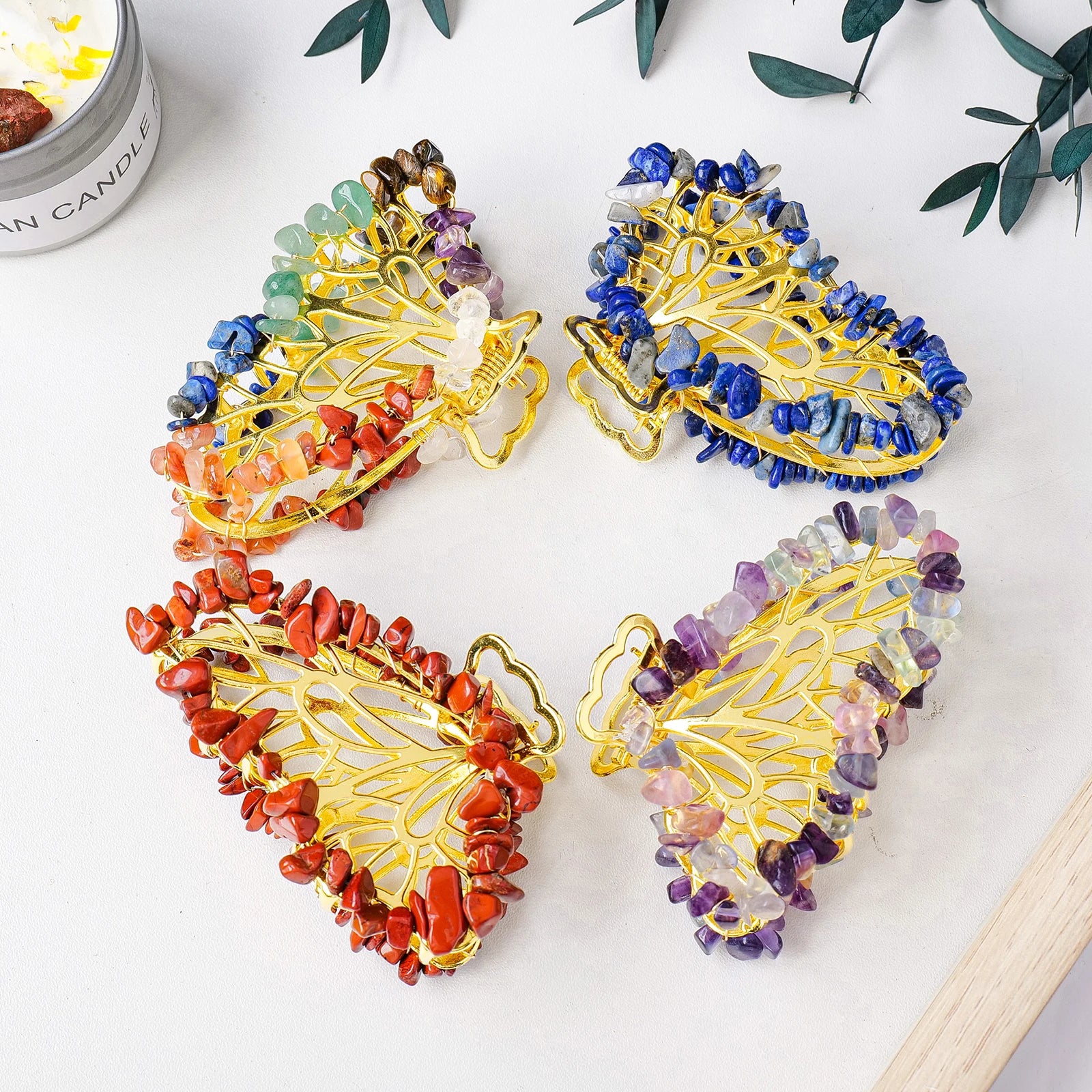 1PC Hot Selling Natural Gravel Chips Diy Crystal Hair Clip Hair Grab Bride's Head Decoration Women's Hair Grab Headwear