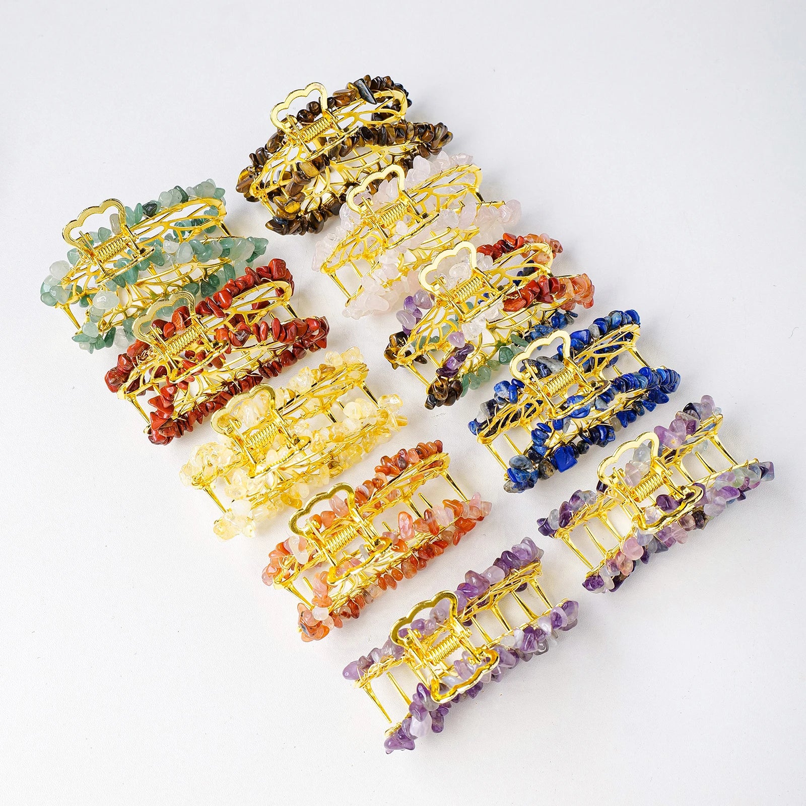 1PC Hot Selling Natural Gravel Chips Diy Crystal Hair Clip Hair Grab Bride's Head Decoration Women's Hair Grab Headwear