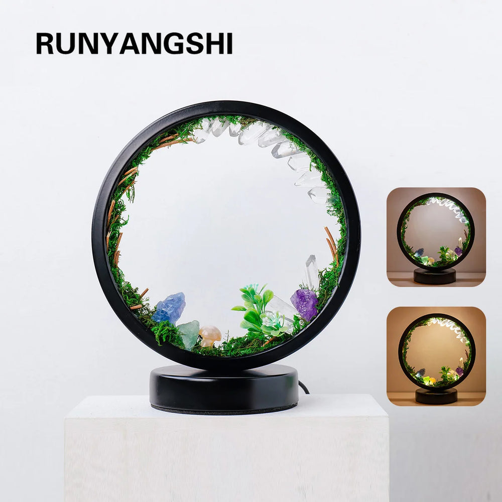 1PC LED Rechargeable Bedside Lamp Natural Quartz Forest Healing Crystal Nightlight Bedroom Desk Network Circle Decorative Light