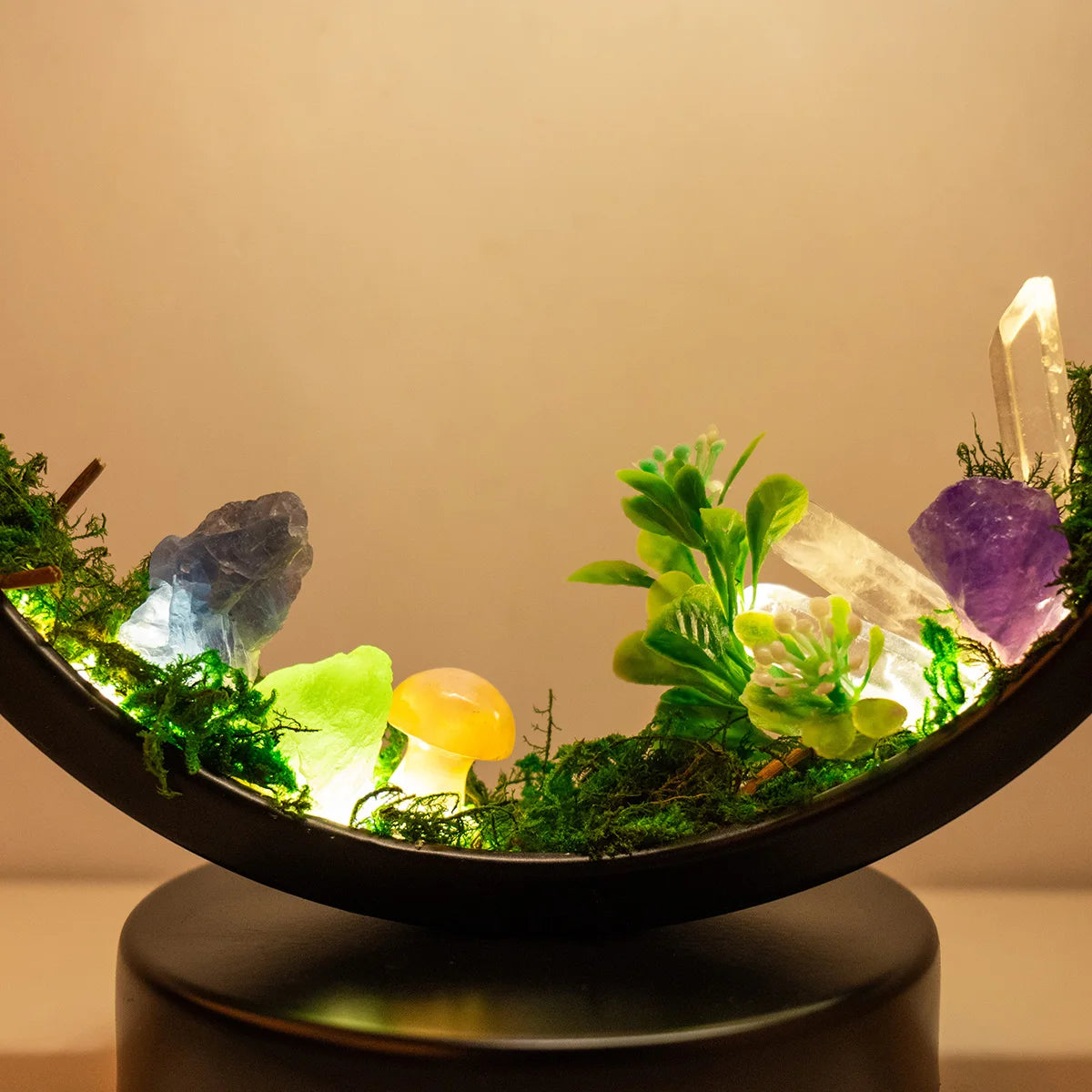 1PC LED Rechargeable Bedside Lamp Natural Quartz Forest Healing Crystal Nightlight Bedroom Desk Network Circle Decorative Light