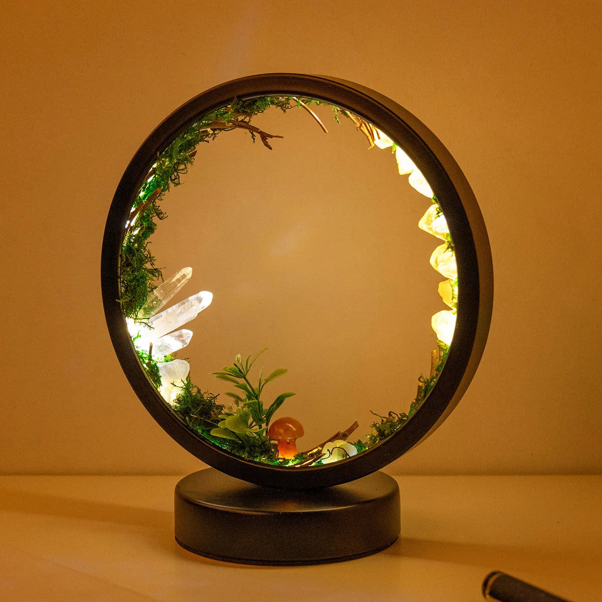 1PC LED Rechargeable Bedside Lamp Natural Quartz Forest Healing Crystal Nightlight Bedroom Desk Network Circle Decorative Light