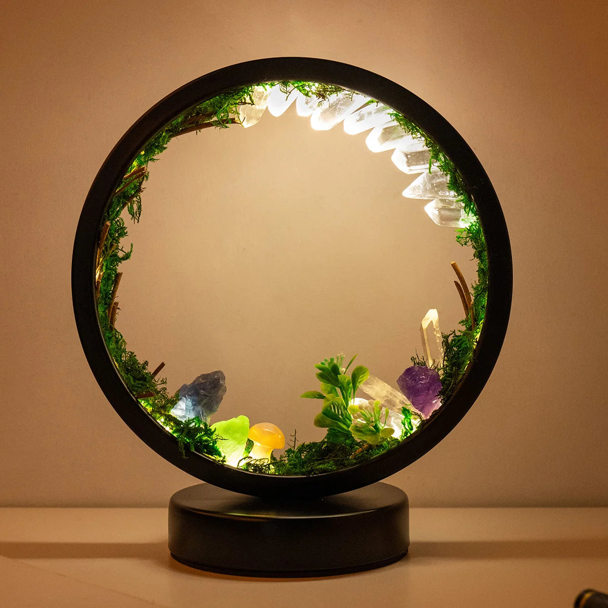 1PC LED Rechargeable Bedside Lamp Natural Quartz Forest Healing Crystal Nightlight Bedroom Desk Network Circle Decorative Light