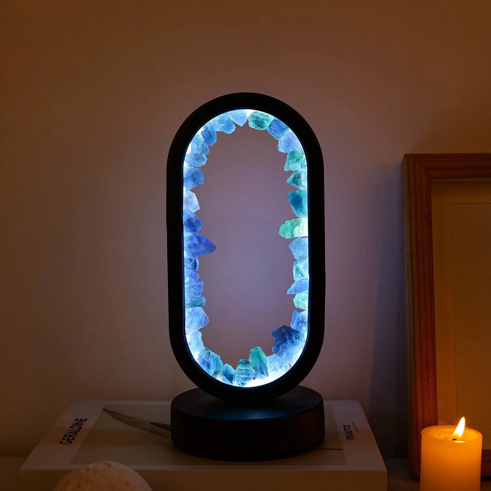 1PC Led Bedside Lamp Natural Quartz Amethyst Flowers Raw Stone Crystal Lamp Soothing Night Light For Bedroom And Desk