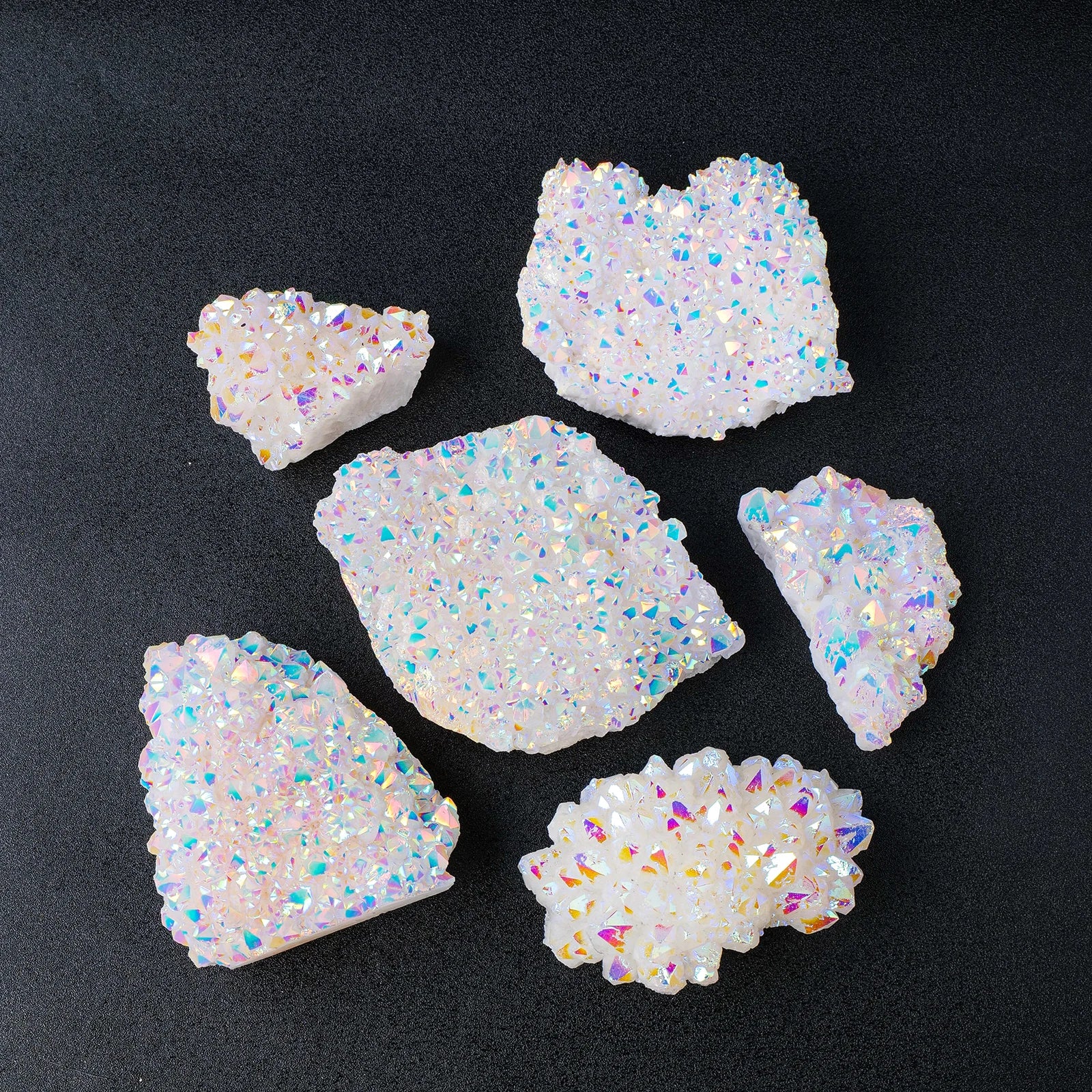 1PC Mini Size Natural Clear Quartz Angel Aura Rainbow Crystal Cluster Irregular Stone Ornaments