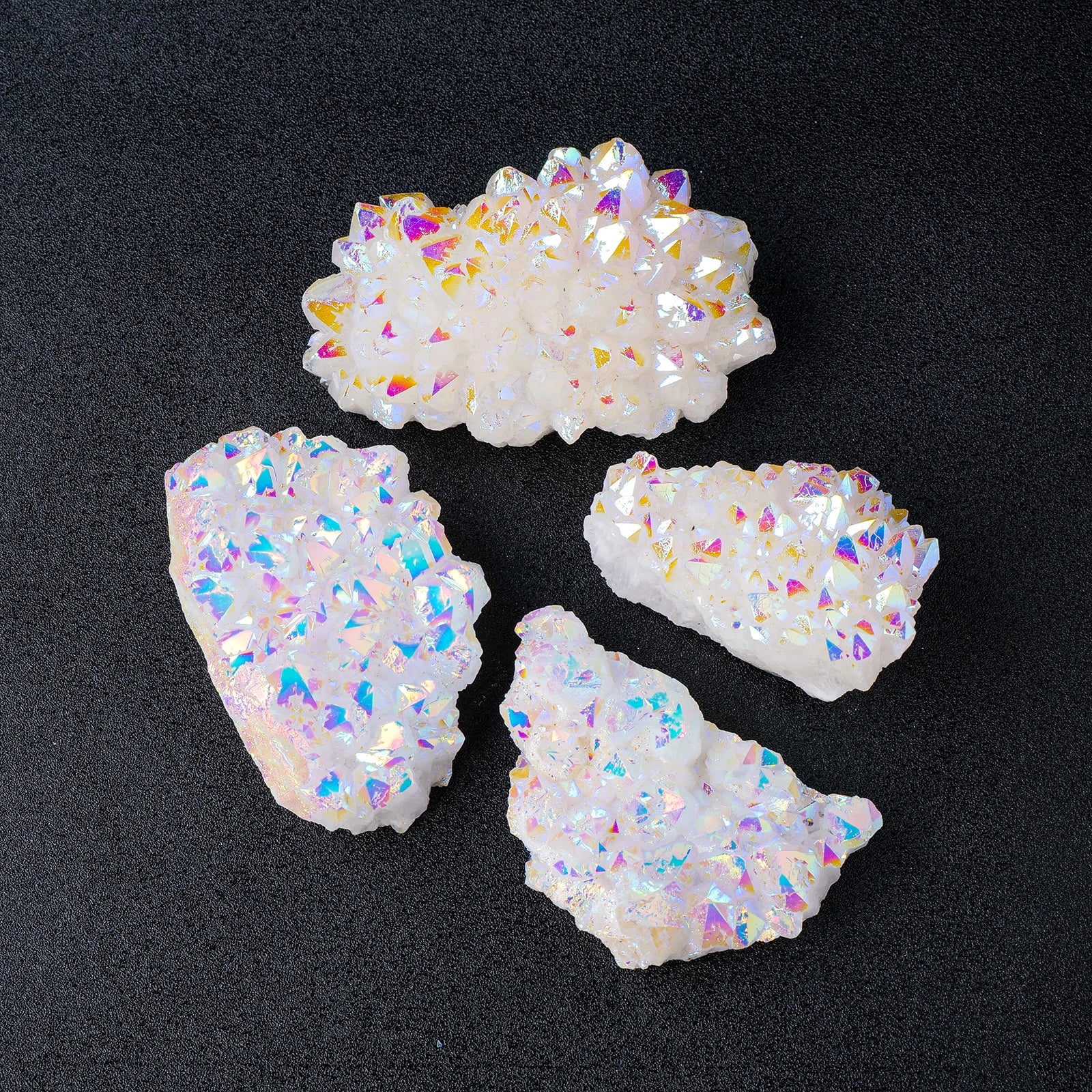 1PC Mini Size Natural Clear Quartz Angel Aura Rainbow Crystal Cluster Irregular Stone Ornaments