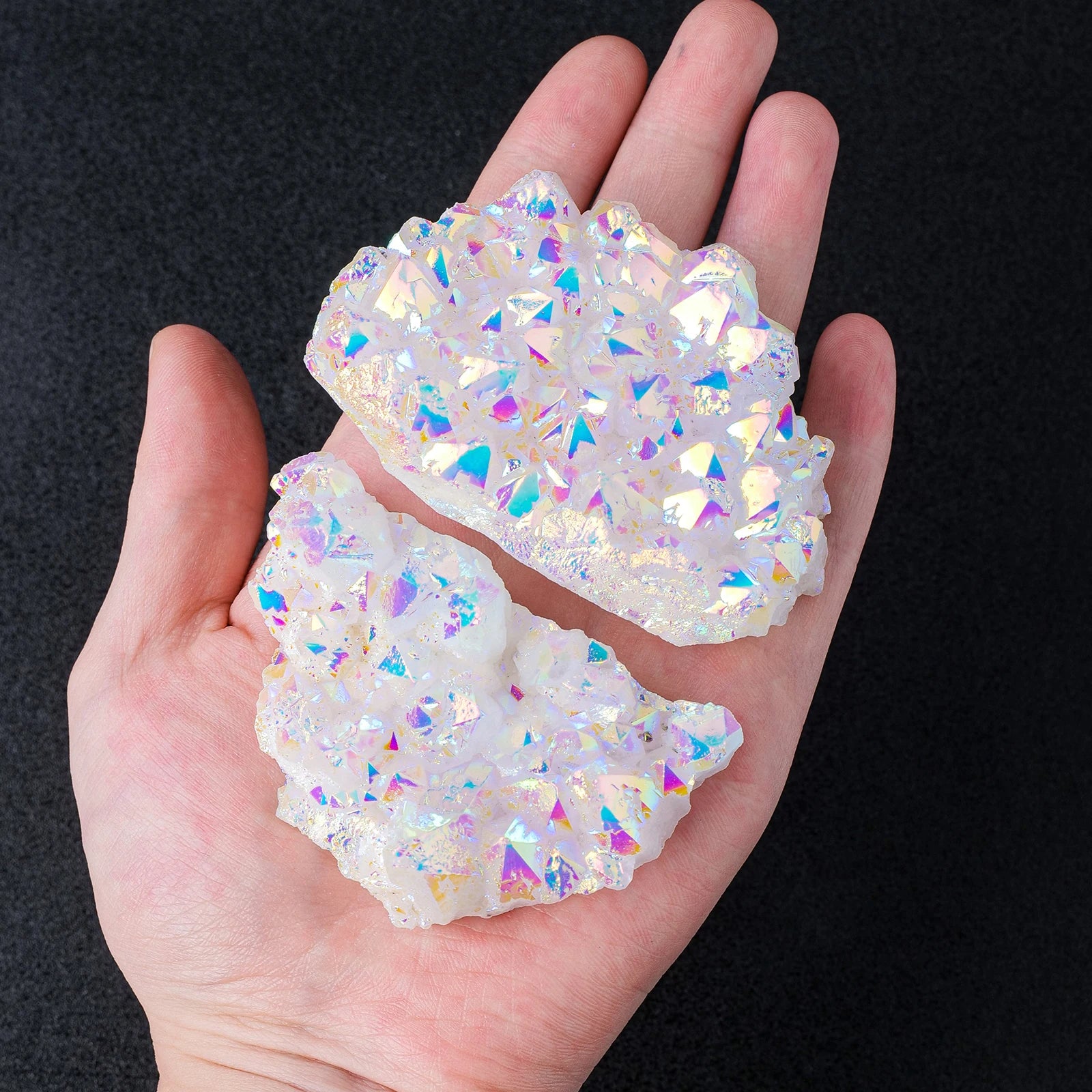 1PC Mini Size Natural Clear Quartz Angel Aura Rainbow Crystal Cluster Irregular Stone Ornaments