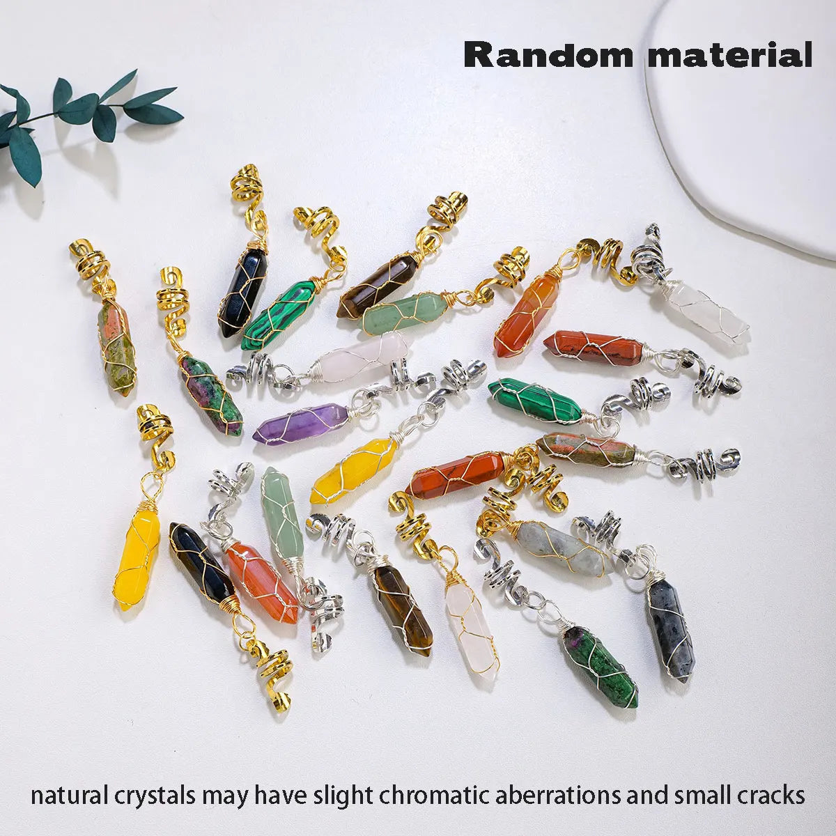 1PC Mini Size Natural Crystal Double Point Dreadlocks Hair Accessories Health Energy Macadam Decoration Crystal Hairpin Gifts