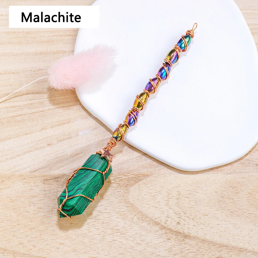 1PC Mini Size Natural Crystal Double Point Magic Scepter Healing Stones Craft Fairy Wand Party Halloween Decor Party Gift