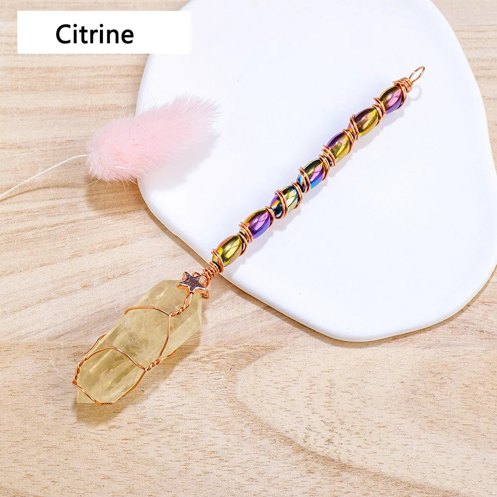 1PC Mini Size Natural Crystal Double Point Magic Scepter Healing Stones Craft Fairy Wand Party Halloween Decor Party Gift