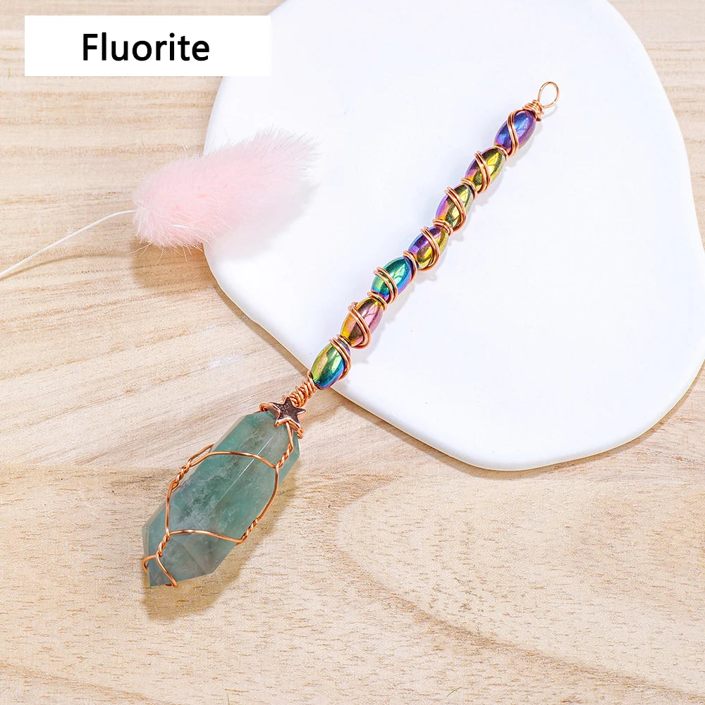 1PC Mini Size Natural Crystal Double Point Magic Scepter Healing Stones Craft Fairy Wand Party Halloween Decor Party Gift