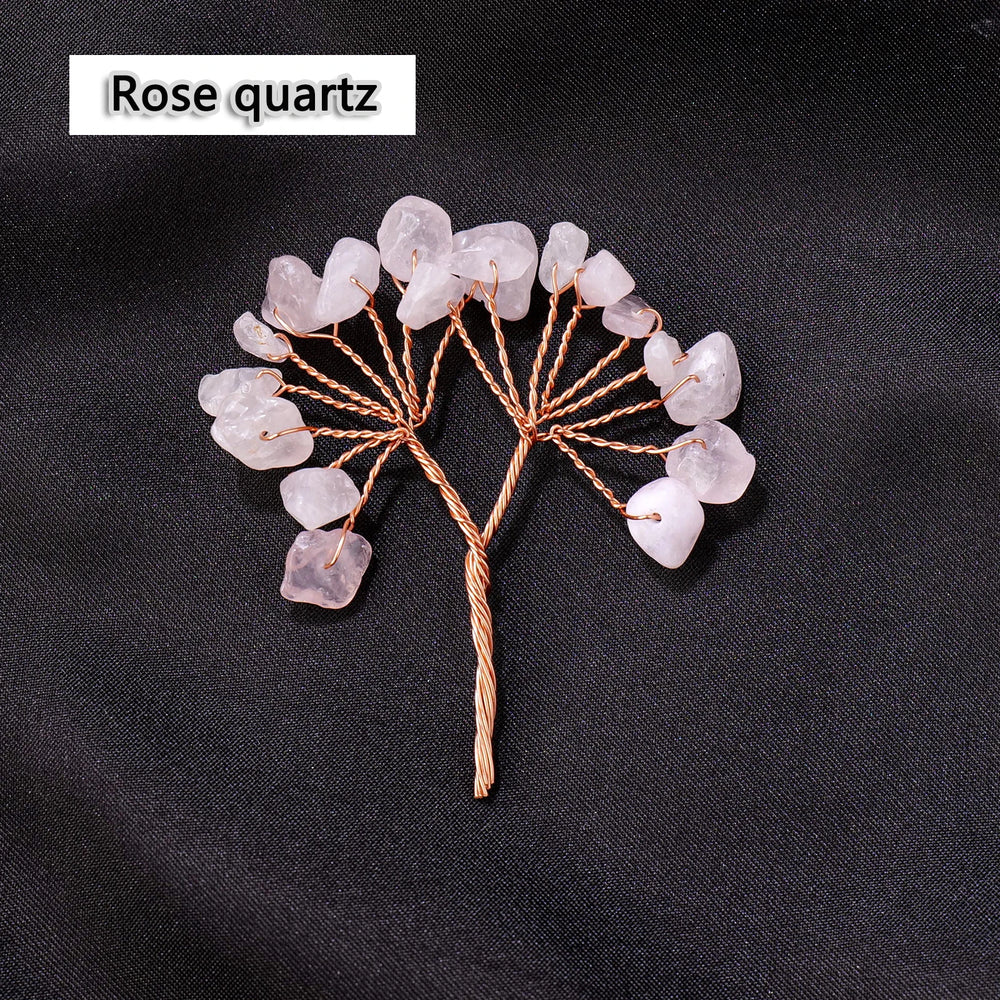 1PC Mini Size Natural Crystal Tree DIY Healing Rose Quartz Gemstone Handmade Semi-finished Jewelry Accessories Production