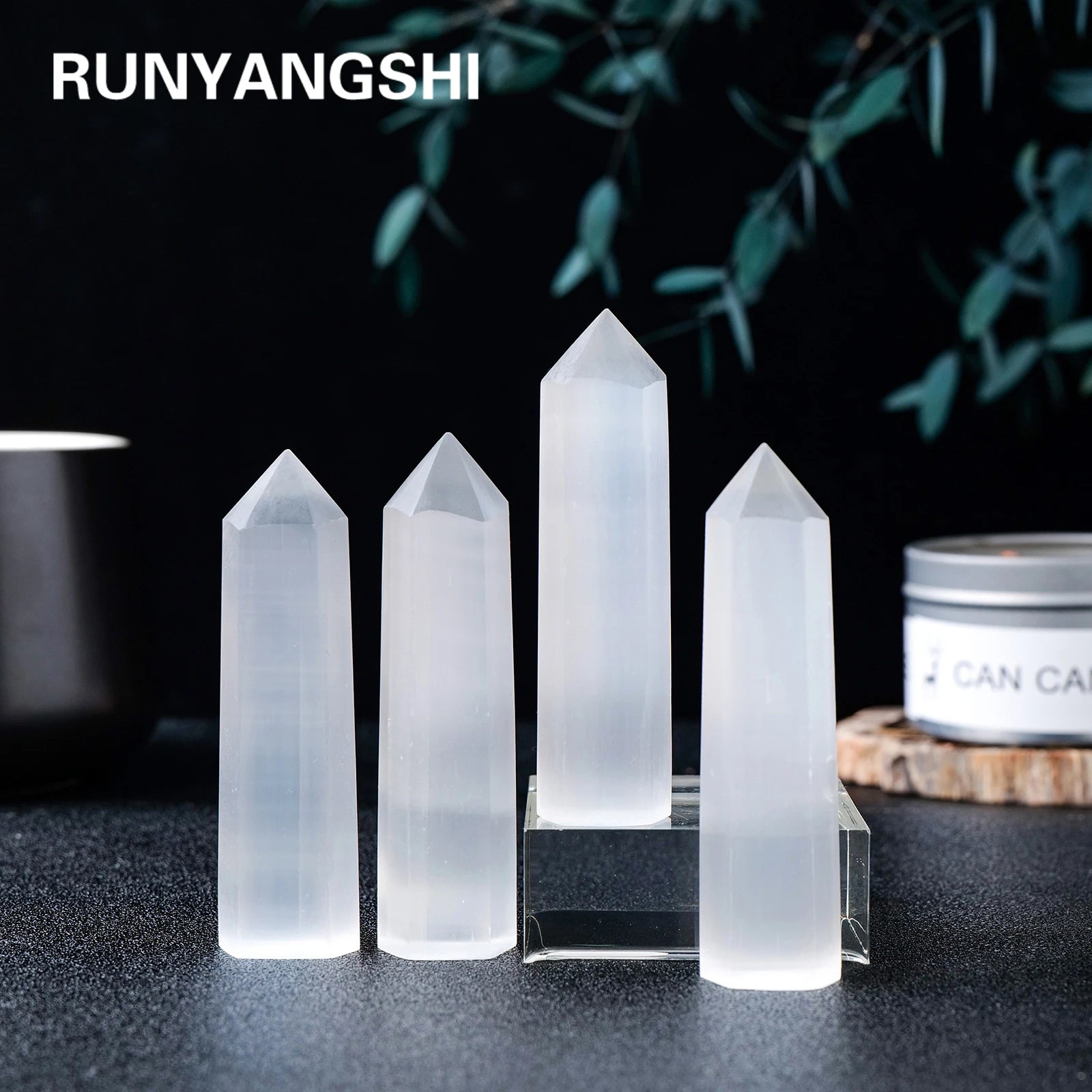 1PC Morocco Natural Gypsum Crystal Point White Selenite Hexagonal Prism Crystal Tower Home Decoration