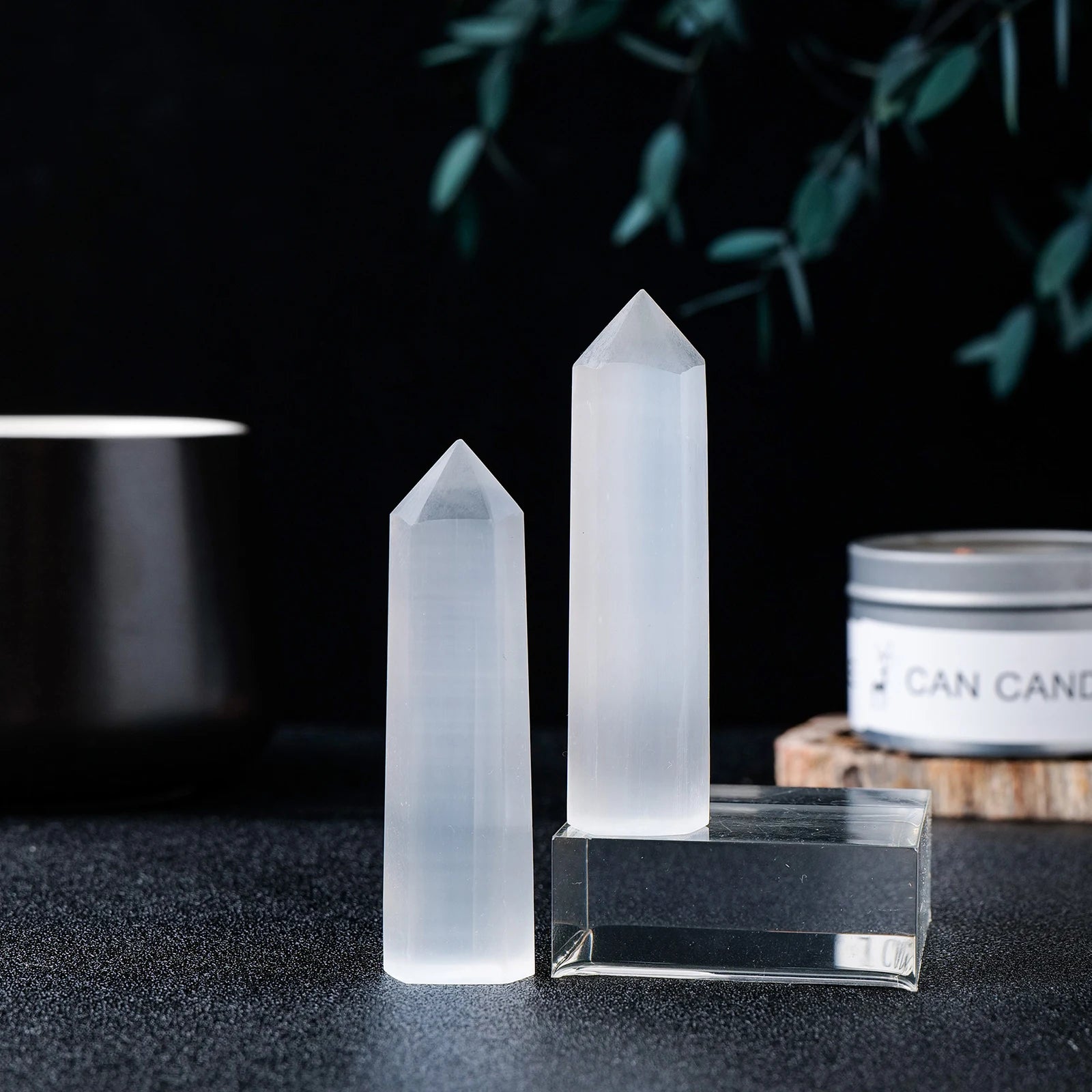 1PC Morocco Natural Gypsum Crystal Point White Selenite Hexagonal Prism Crystal Tower Home Decoration