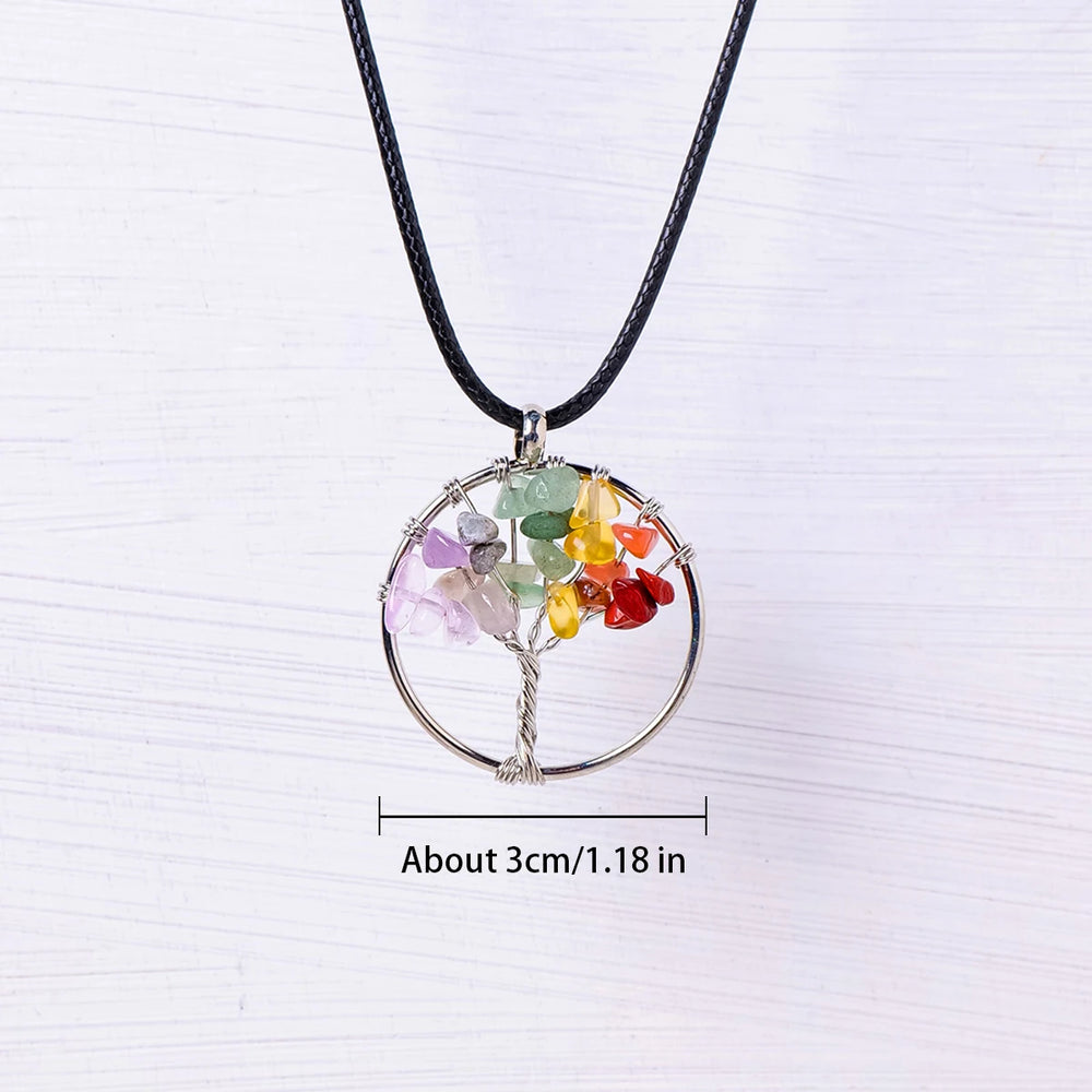 1PC Natural 7 Chakras  Life Tree Pendant Energy Necklace jewelry Reiki Chip Beads Reiki Healing Jewelry Gift