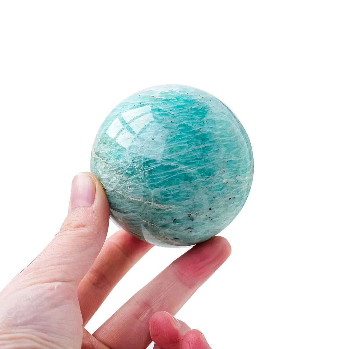 1PC Natural Amazonite Crystal Ball Polished Healing Sphere Collection Specimen FengShui Home Decor Energy Harvesting