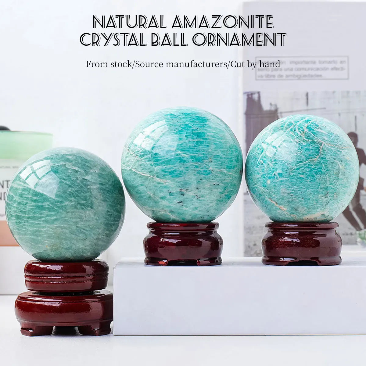 1PC Natural Amazonite Crystal Ball Polished Healing Sphere Collection Specimen FengShui Home Decor Energy Harvesting