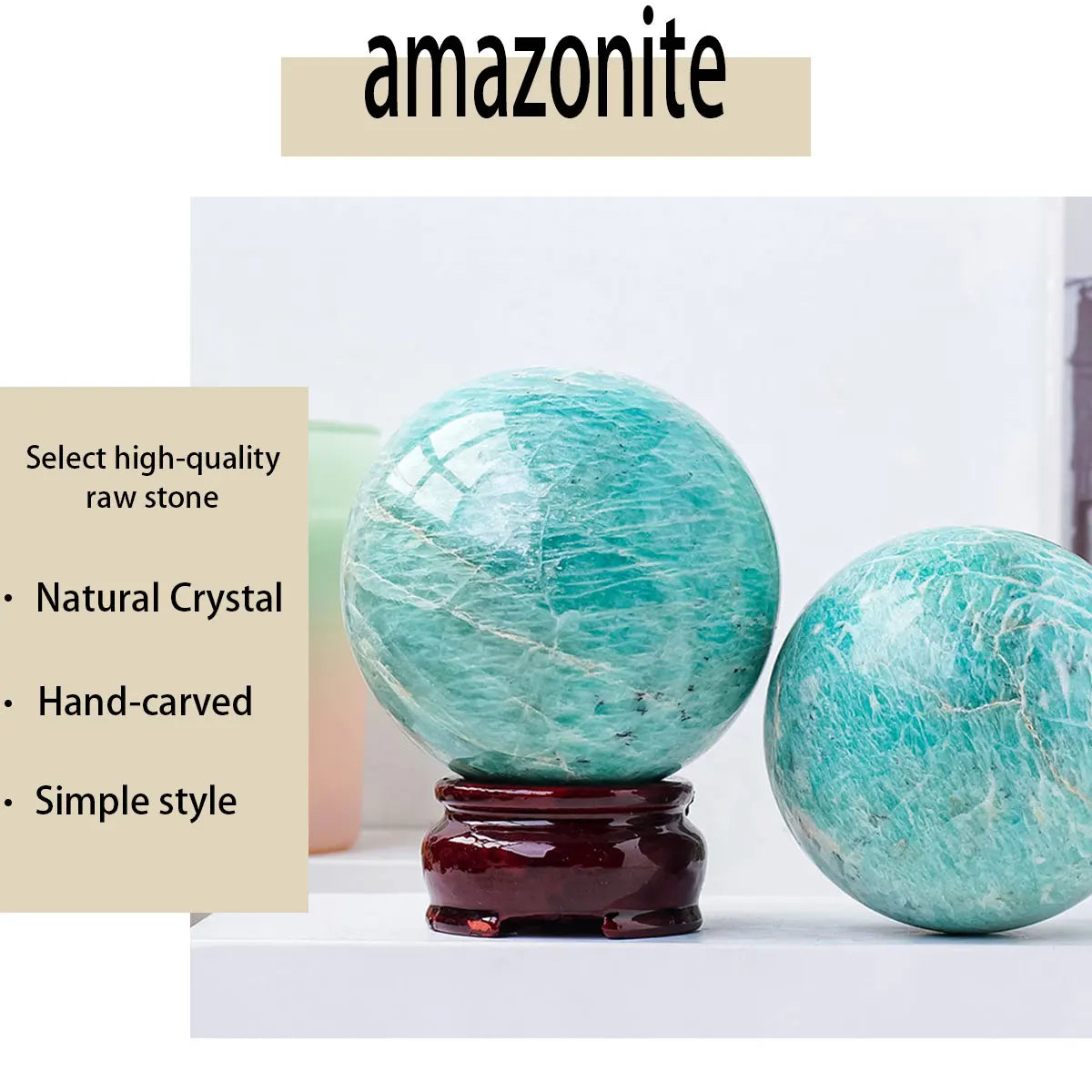 1PC Natural Amazonite Crystal Ball Polished Healing Sphere Collection Specimen FengShui Home Decor Energy Harvesting