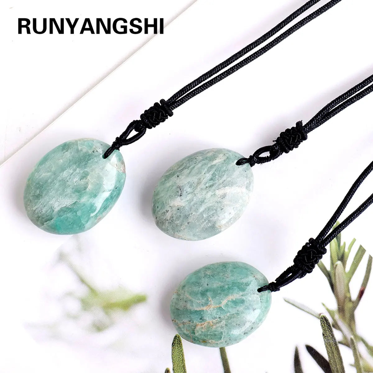 1PC Natural Amazonite Pendant Necklaces Men Energy Quartz Necklaces Stones Ornament Send Random