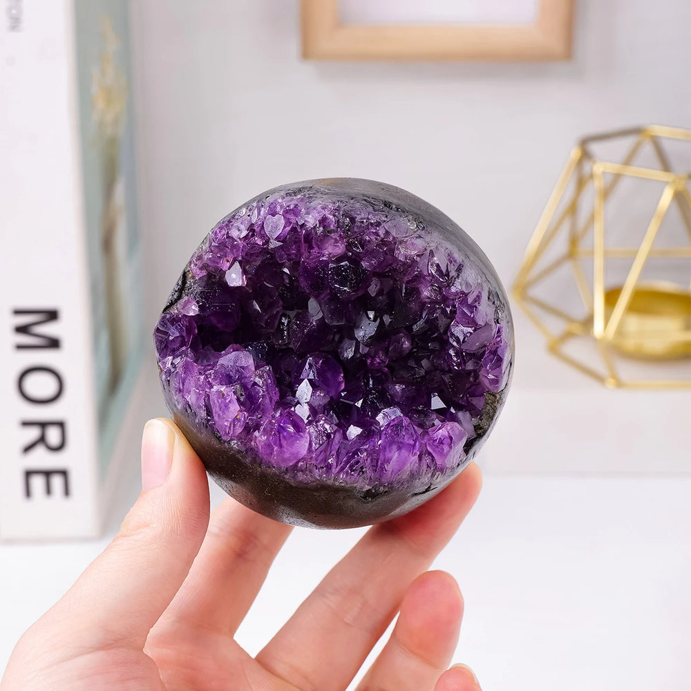 1PC Natural Amethyst Crystal Ball Witchcraft Polished Healing Sphere Collection Specimen FengShui Home Decor Energy Harvesting