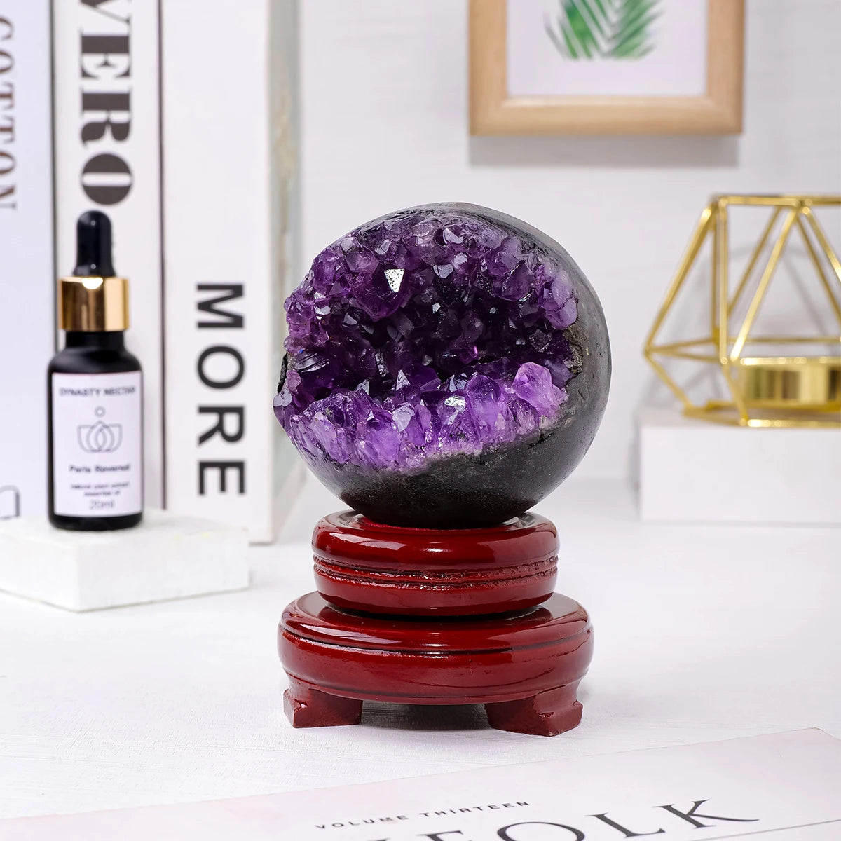 1PC Natural Amethyst Crystal Ball Witchcraft Polished Healing Sphere Collection Specimen FengShui Home Decor Energy Harvesting