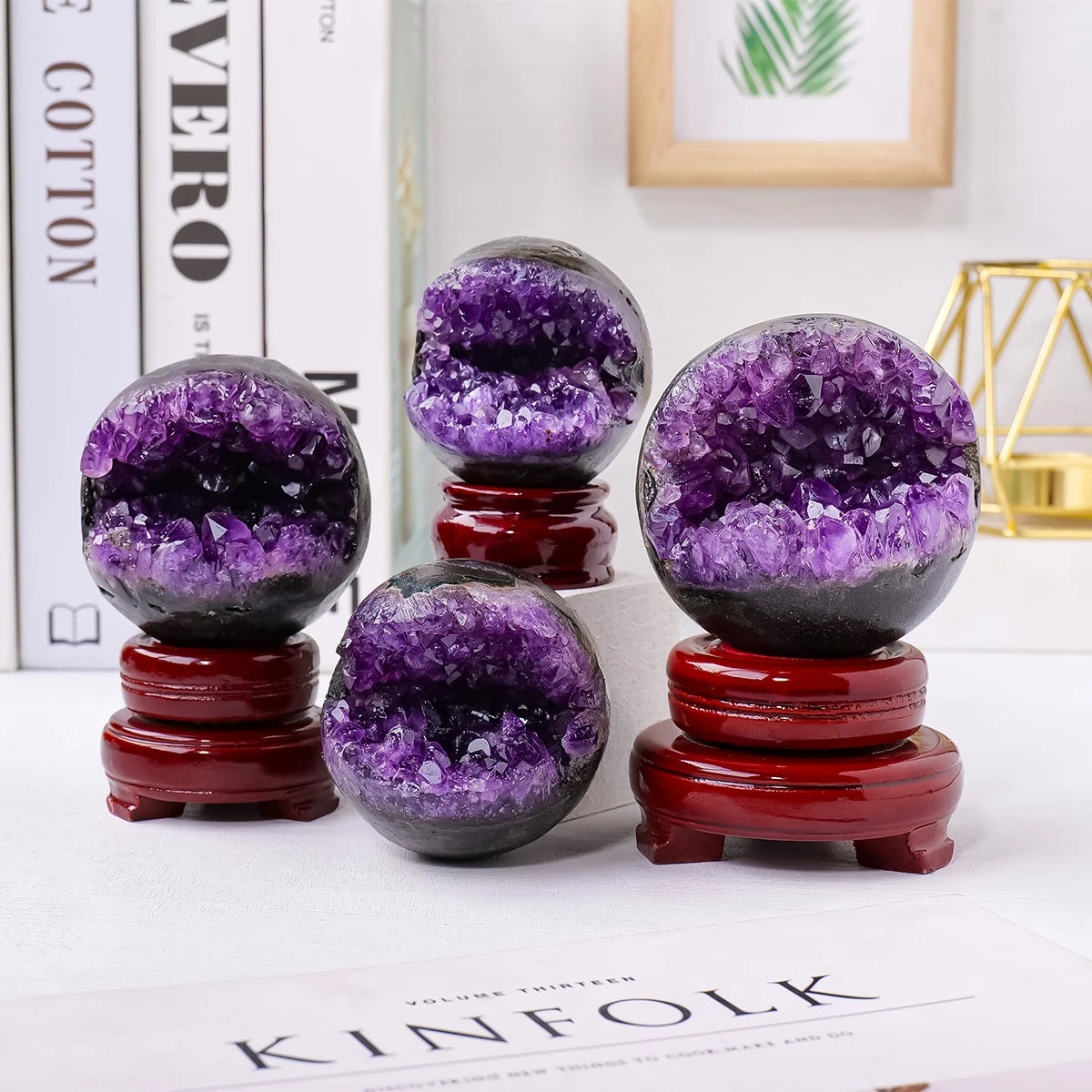 1PC Natural Amethyst Crystal Ball Witchcraft Polished Healing Sphere Collection Specimen FengShui Home Decor Energy Harvesting