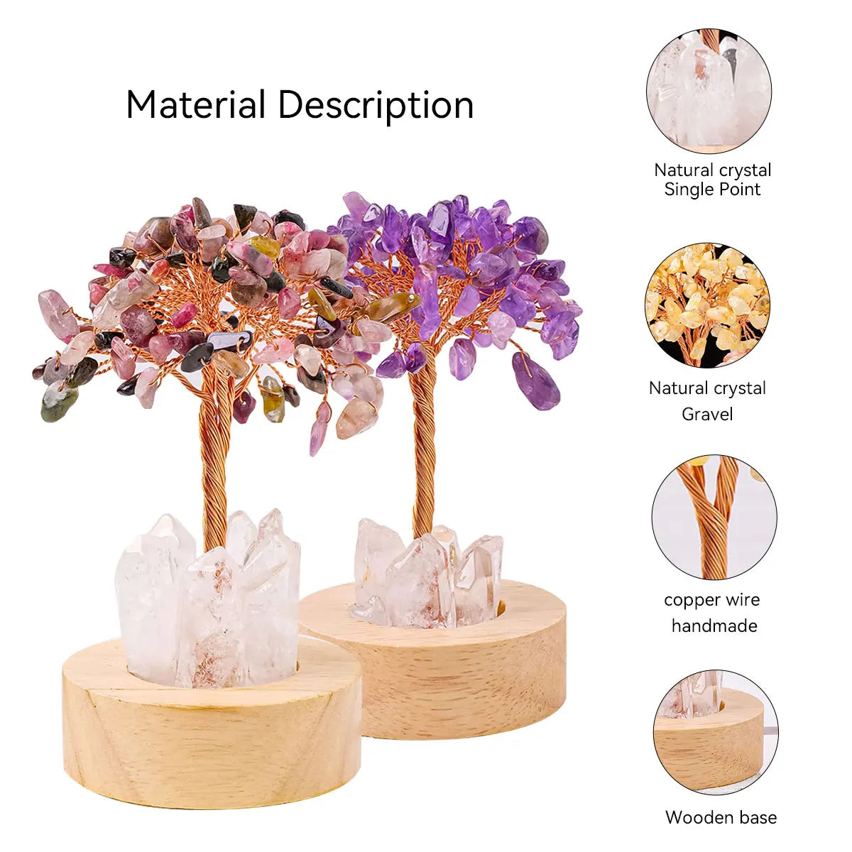 1PC Natural Amethyst Crystal Healing Luck Tree Crystals Night Raw Stone Feng Shui Decoration For Luck