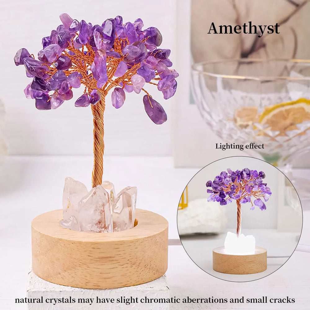 1PC Natural Amethyst Crystal Healing Luck Tree Crystals Night Raw Stone Feng Shui Decoration For Luck