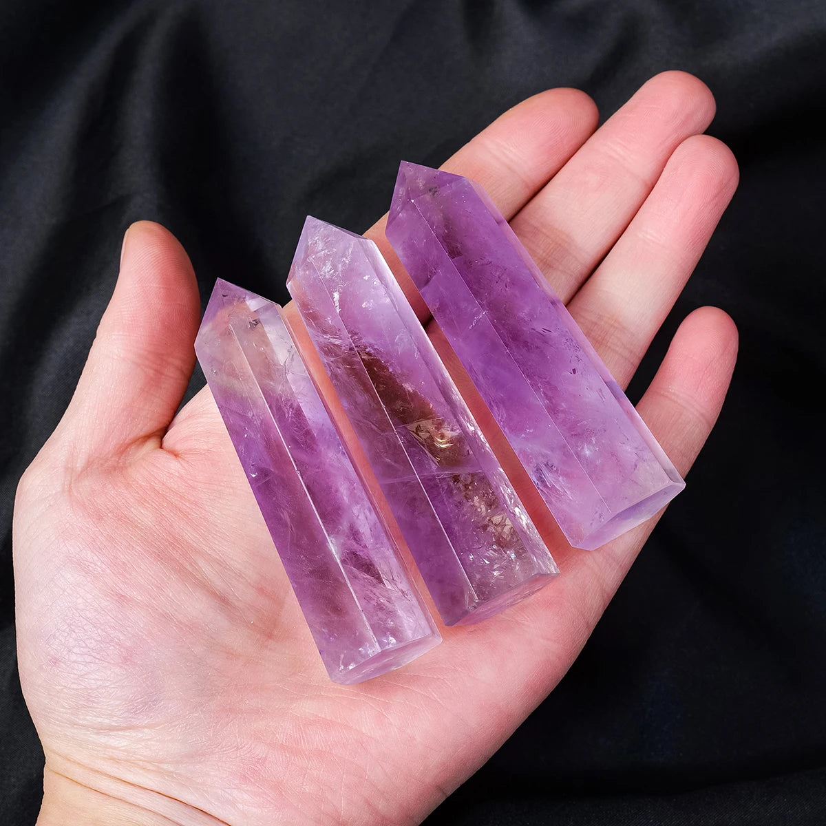 1PC Natural Amethyst Crystal Point Healing Crystals Wands Tower Reiki Energy Balancing Meditation Therapy Gemstones Decoration