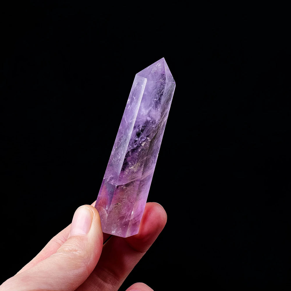 1PC Natural Amethyst Crystal Point Healing Crystals Wands Tower Reiki Energy Balancing Meditation Therapy Gemstones Decoration