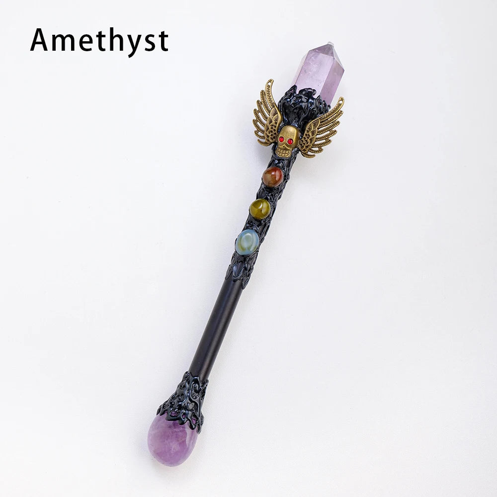 1PC Natural Amethyst Crystal Point Witch Wand Crystal Scepter Magic Wand Spirit Healing Gemstone Energy