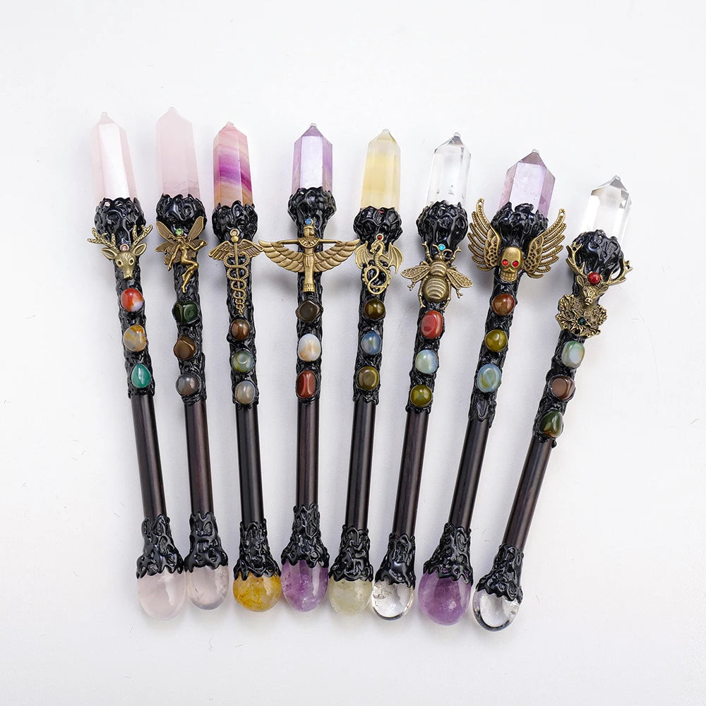 1PC Natural Amethyst Crystal Point Witch Wand Crystal Scepter Magic Wand Spirit Healing Gemstone Energy