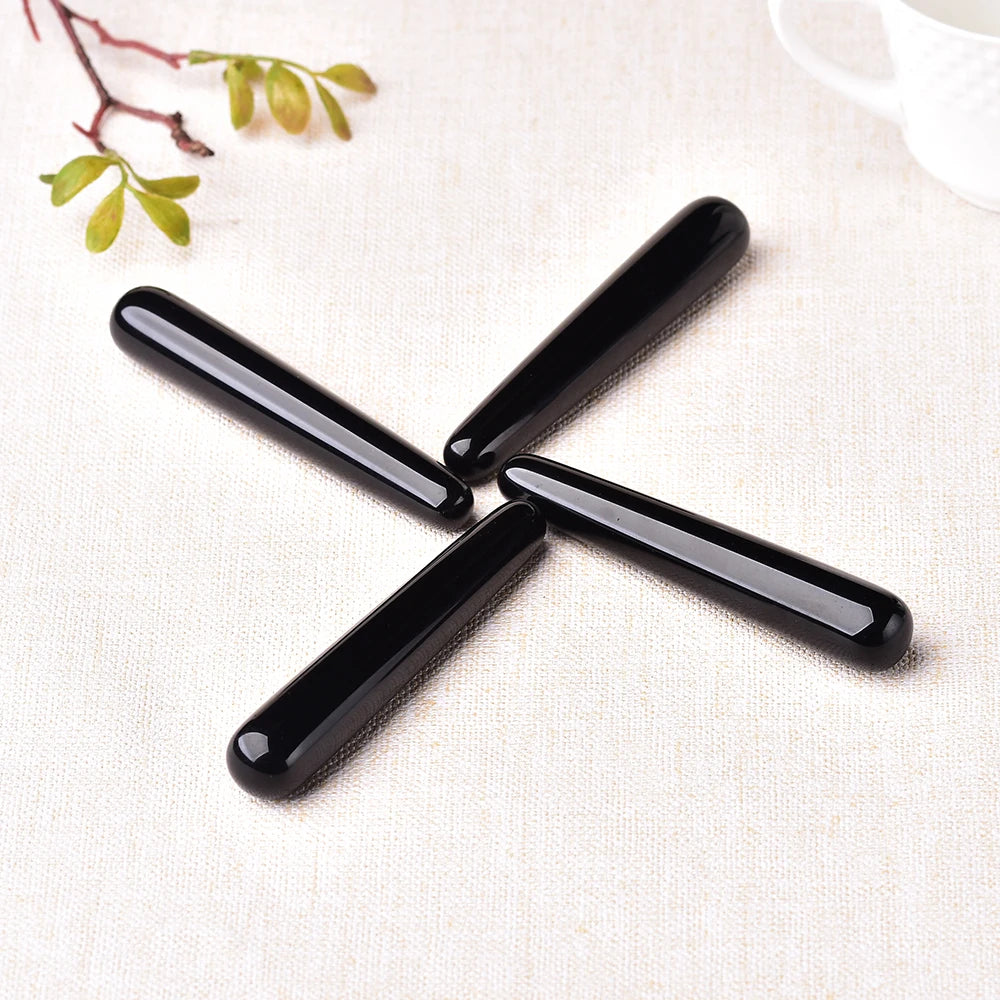 1PC Natural Black Quartz Wands Obsidian Gemstone Crafts Pleasure Wand Body Hand Massage Wood Magic Stone Ornament Gifts