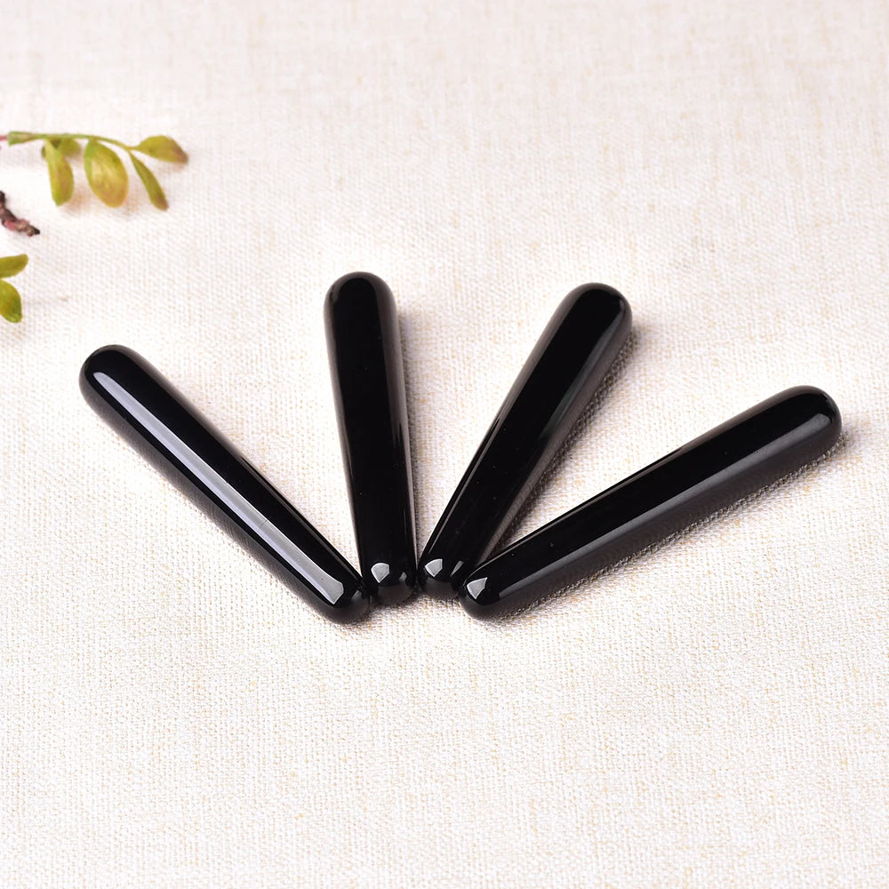 1PC Natural Black Quartz Wands Obsidian Gemstone Crafts Pleasure Wand Body Hand Massage Wood Magic Stone Ornament Gifts