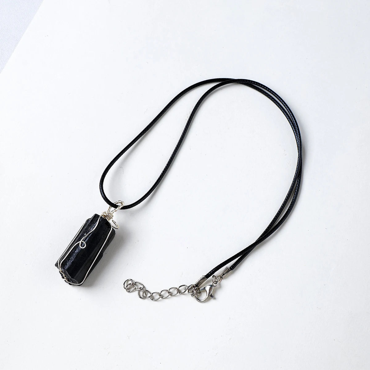 1PC Natural Black Tourmaline Crystal Pendant Raw Stone Mineral Specimen Net Pendant For Woman Gifts