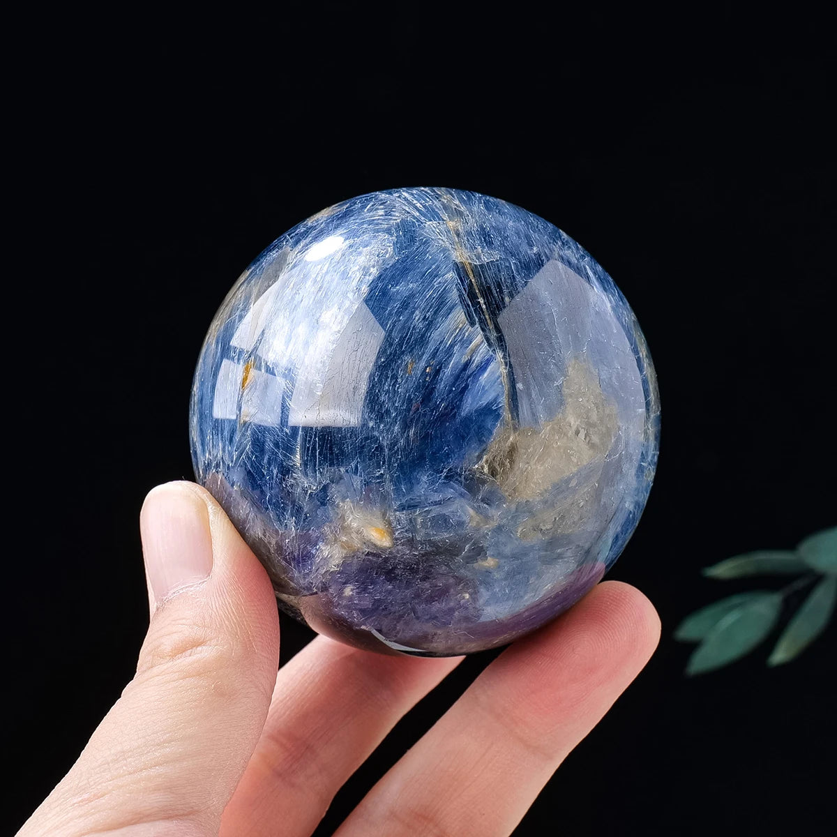 1PC Natural Blue Kyanite Rough Polished Mineral Sphere Healing Crystal Ball Decoration Gemstone Specimen