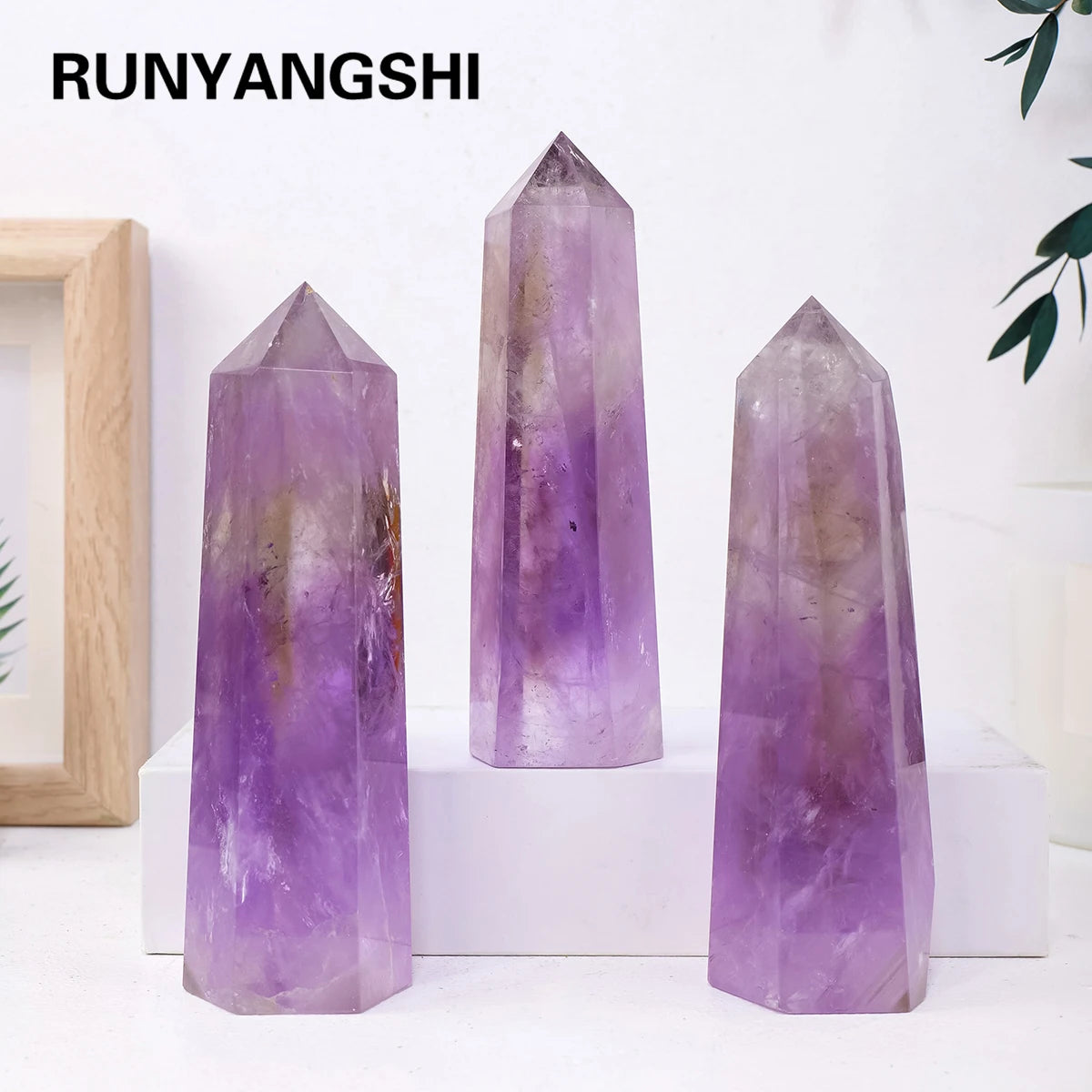 1PC Natural Brazilian Amethyst Healing Crystals Points Crystal Wands Home Decoration Energy Collection