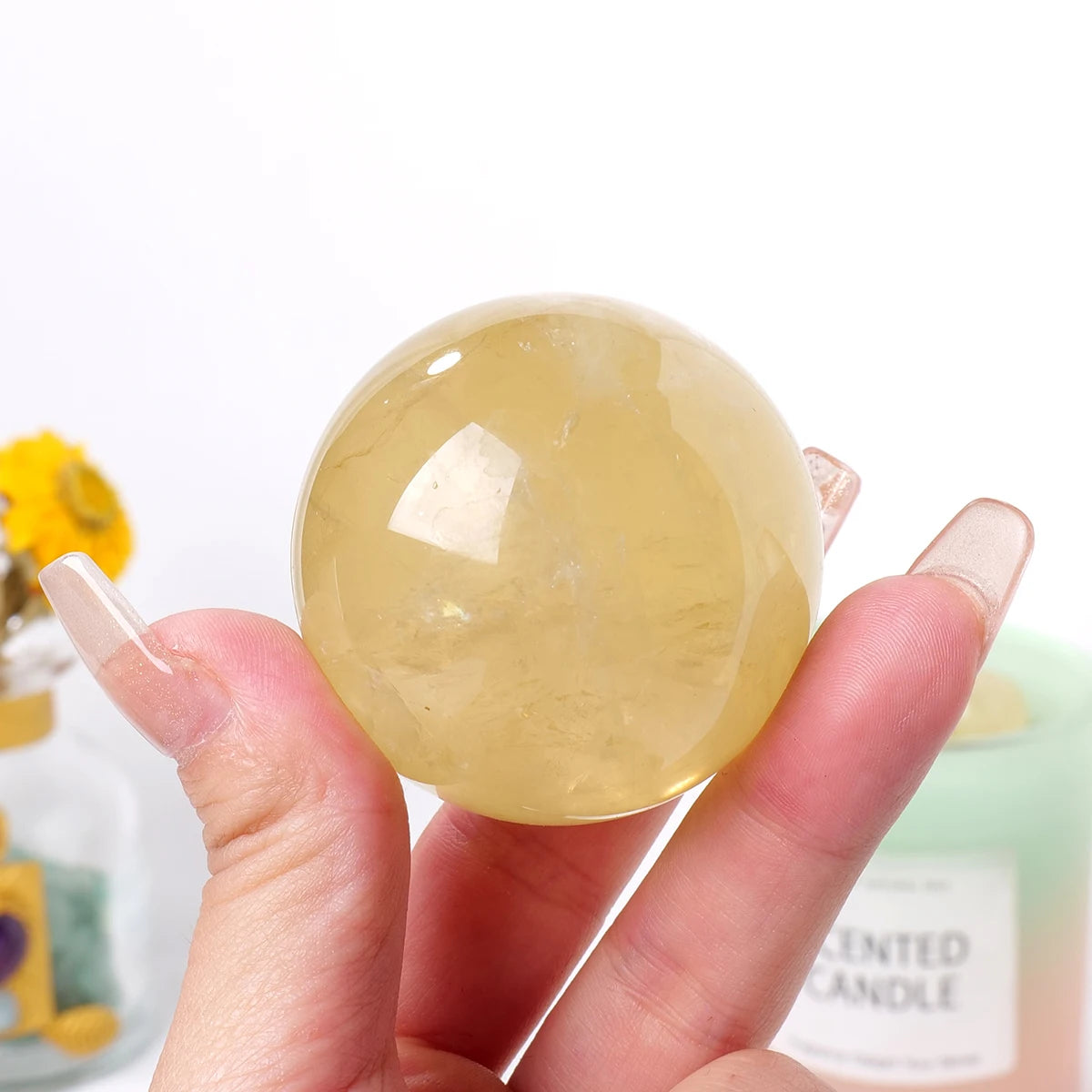 1PC Natural Citrine Rough Polished Mineral Sphere Healing Crystal Ball Decoration Gemstone Specimen