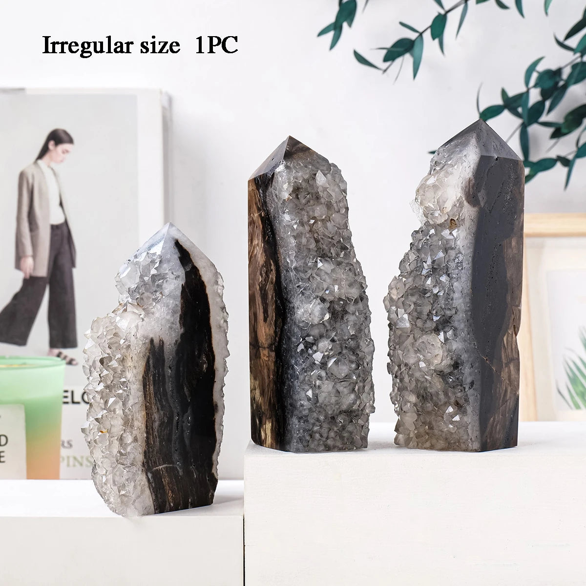 1PC Natural Clear Quartz Cluster Four Sided Pillar Ornaments Stone Mining Polished Crystal Tower Home Decoration Energy