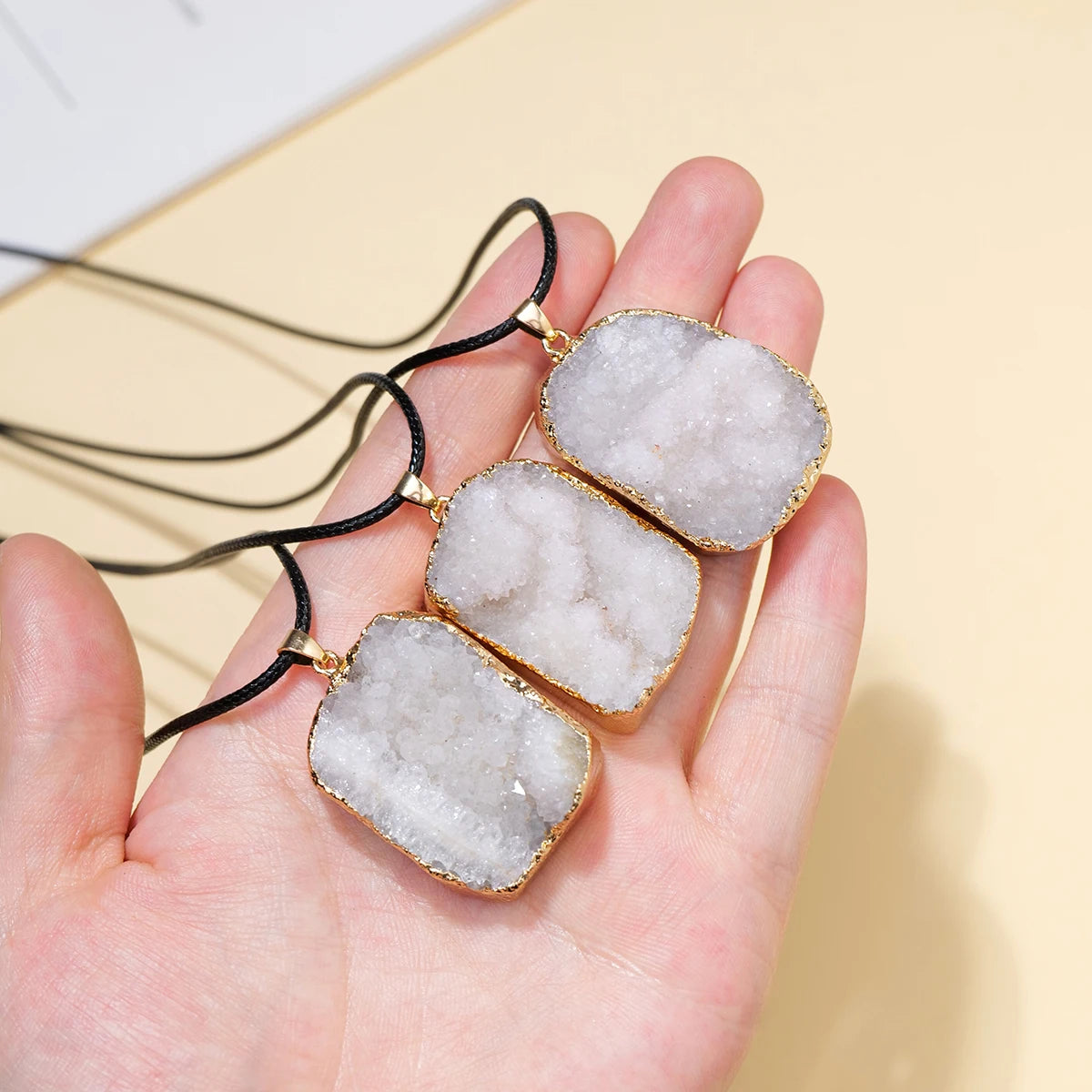 1PC Natural Clear Quartz Cluster Shape Pendant Energy Necklace jewelry Reiki Beloved Female Mom Mother's Day