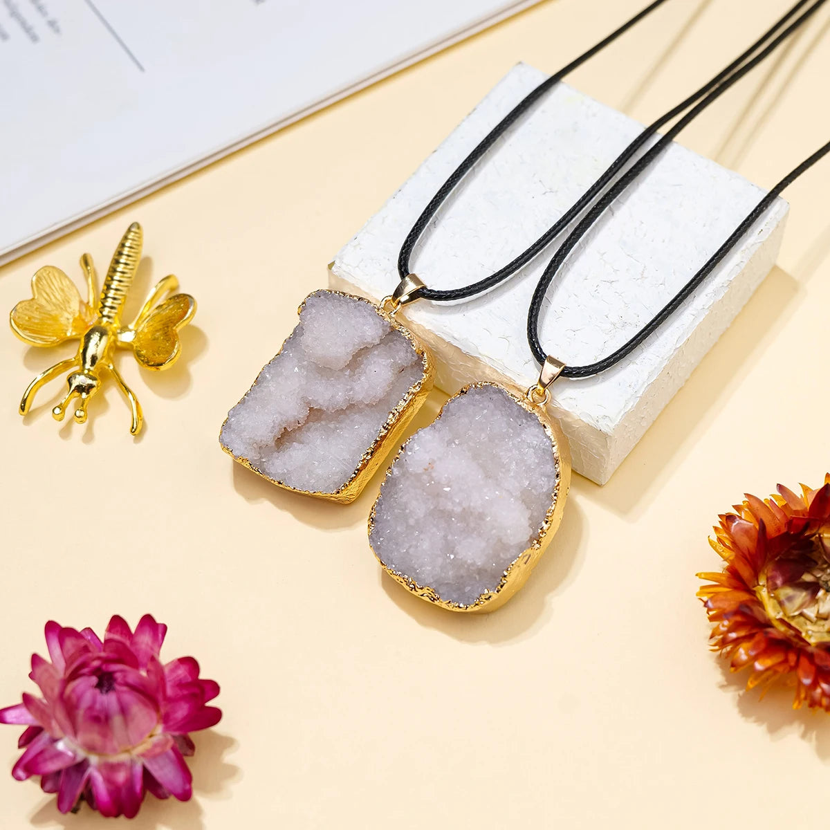 1PC Natural Clear Quartz Cluster Shape Pendant Energy Necklace jewelry Reiki Beloved Female Mom Mother's Day