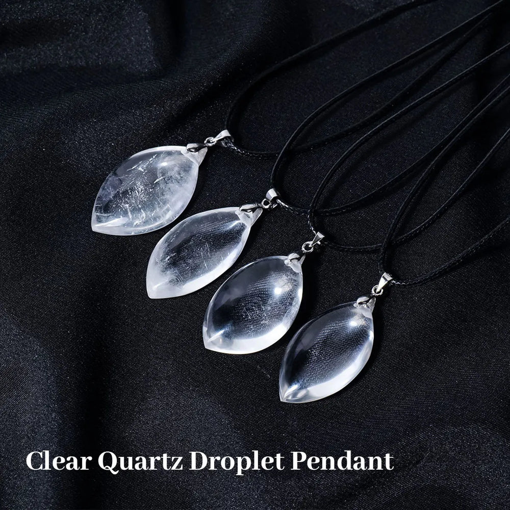 1PC Natural Clear Quartz Droplet shaped Gemstone Pendant Energy Healing Crystal Charms Necklace For Women Gift