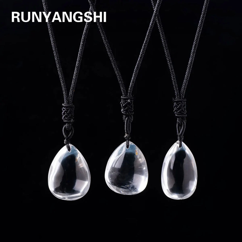 1PC Natural Clear Quartz Water Droplet Gemstone Pendant Energy Healing Crystal Charms Necklace For Women Gift