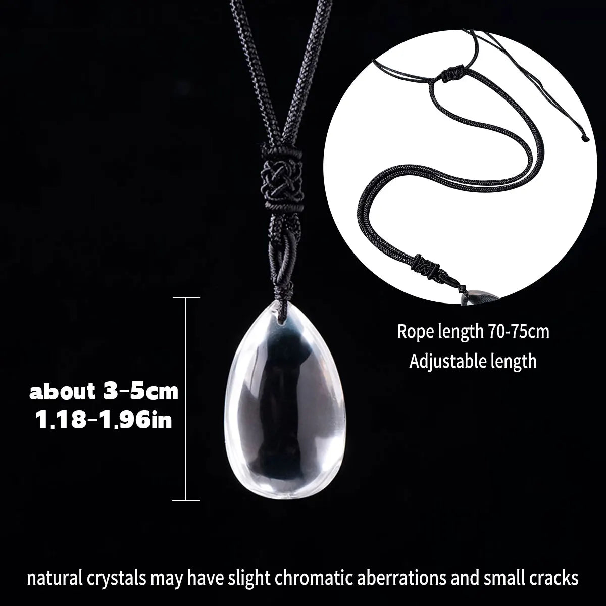 1PC Natural Clear Quartz Water Droplet Gemstone Pendant Energy Healing Crystal Charms Necklace For Women Gift