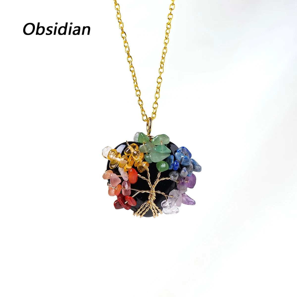 1PC Natural Colorful Life Tree Heart Shape Pendant Love Shape Energy Necklace jewelry Reiki Beloved Female Mom Mother's Day