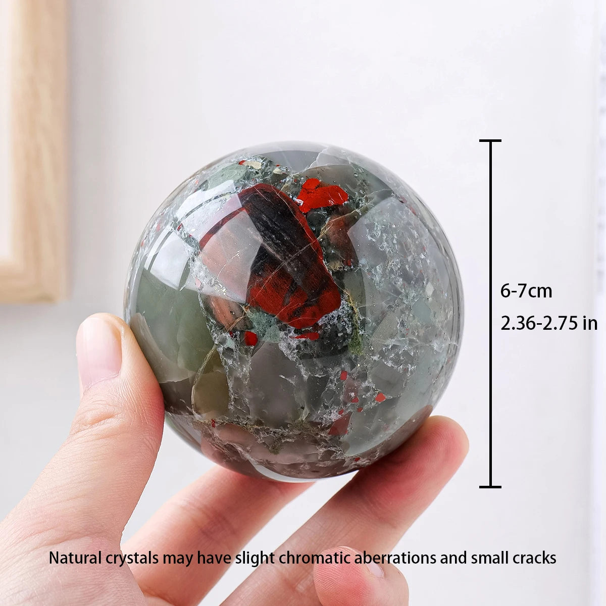 1PC Natural Crystal African Blood Stone Ball Free Base Home Decor Gifts Feng Shui Ornaments