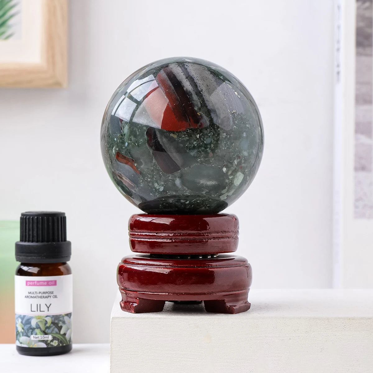 1PC Natural Crystal African Blood Stone Ball Free Base Home Decor Gifts Feng Shui Ornaments