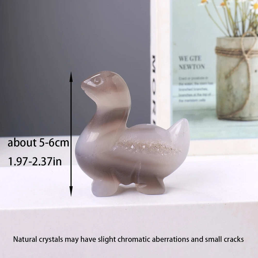 1PC Natural Crystal Agate Dinosaurn Hand Engraving Display Healing Crystals Home Decoration Gift