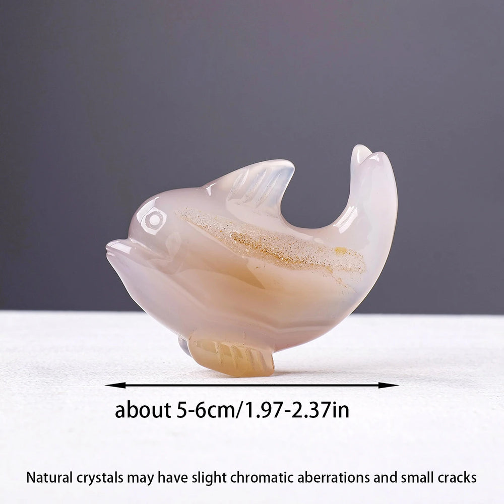 1PC Natural Crystal Agate Dolphin Hand Engraving Display Healing Crystals Home Decoration Gift