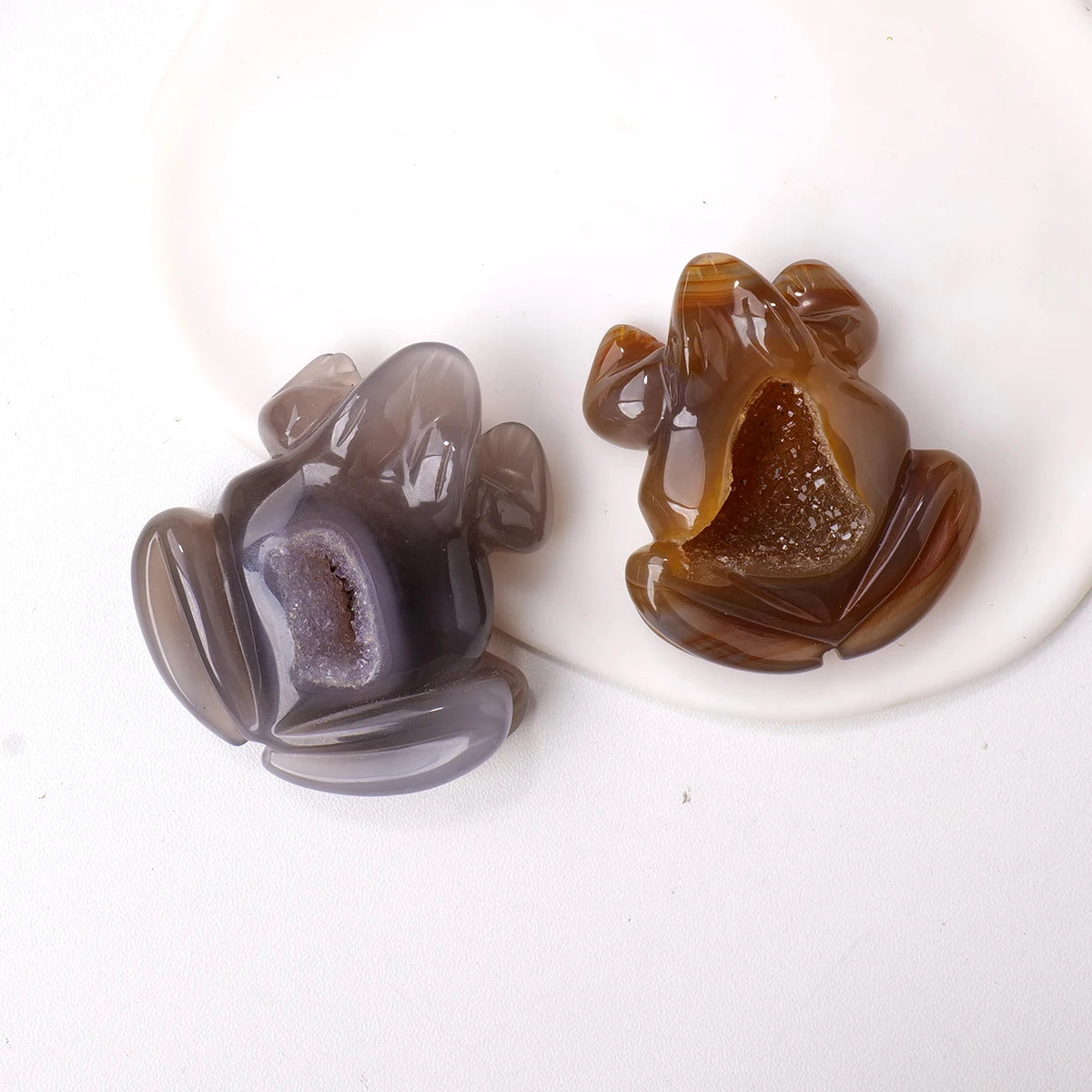 1PC Natural Crystal Agate Frog Hand Engraving Display Healing Crystals Home Decoration Gift