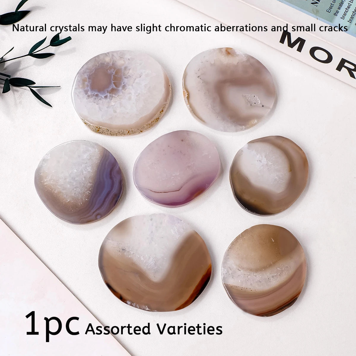 1PC Natural Crystal Agate Stone Worry Stone Natural Gem Polished Healing Stone Jewelry DIY Accessory Pendant Home Decoration